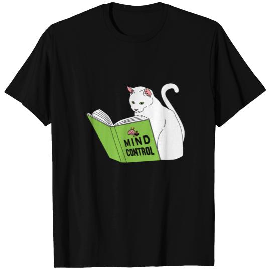 Funny Cat Lover - Cat Reading Mind Control Book T-shirt
