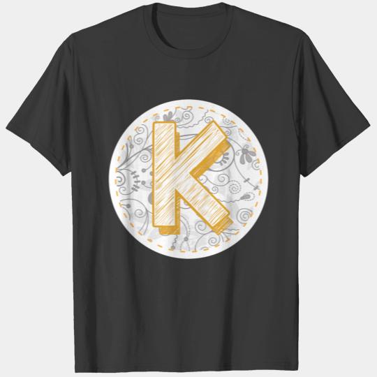 Monogram Letter K Names Emblem 0957-K-BR T-shirt