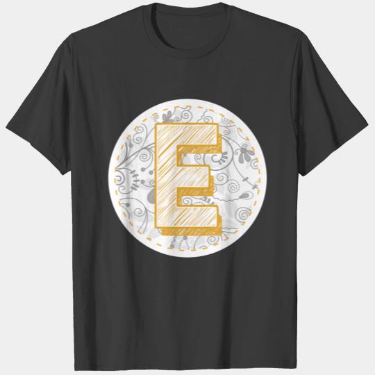Monogram Letter E Names Emblem 0957-E-BR T-shirt