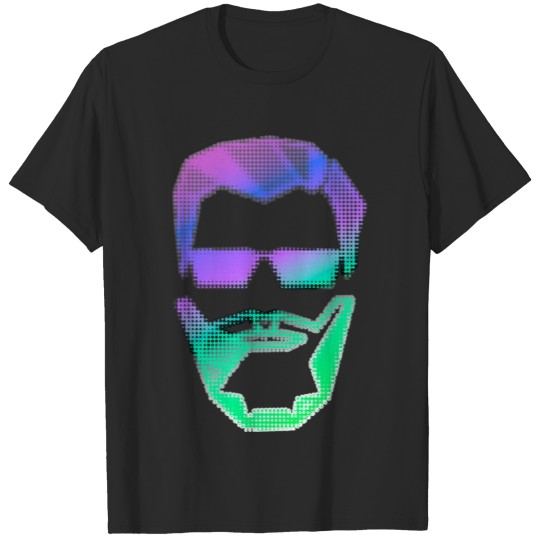 Bearded Face Halftone Disco Style T-shirt