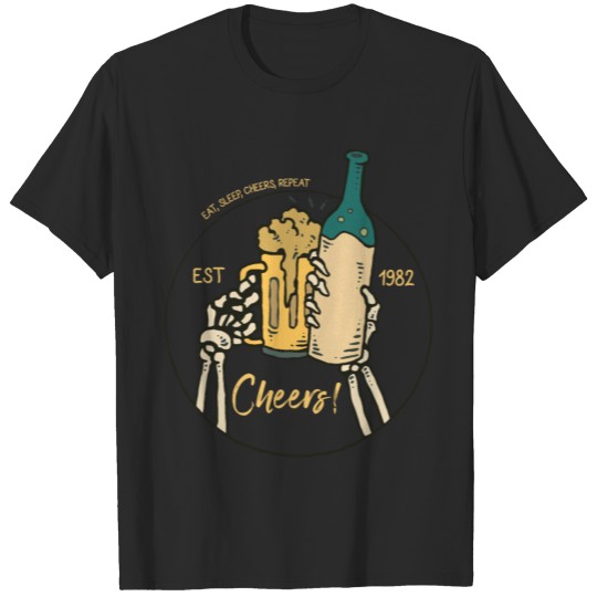 Discover Eat Sleep Cheers Repeat Skeleton Giftidea T-shirt
