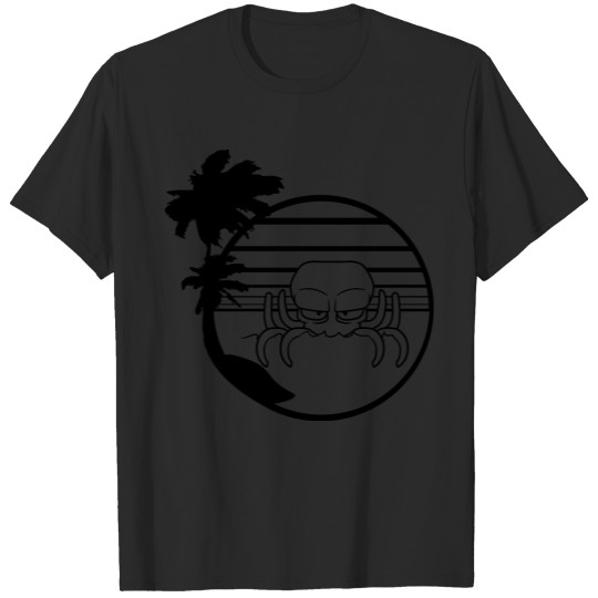 Discover island holiday vacation palm sun evil octopus octo T-shirt