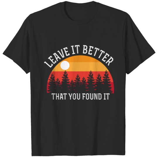 Discover Hiking forest sunset travel backpack camp moon T-shirt