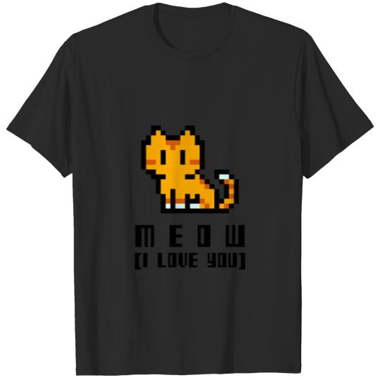 Pixel cat i love you meow T-shirt