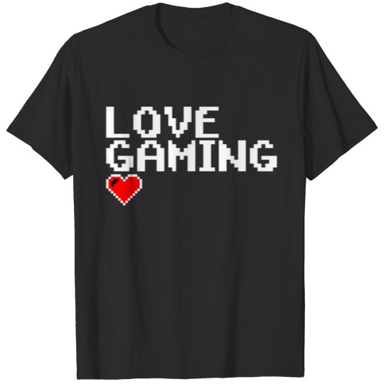 Love Gaming Nerd Pixel Retro Couple Valentine Gift T-shirt