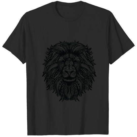 Mandala lion - Black and white T-shirt