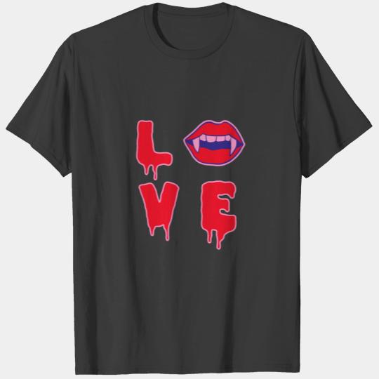 Sexy Love Halloween vampire lips blood T-shirt