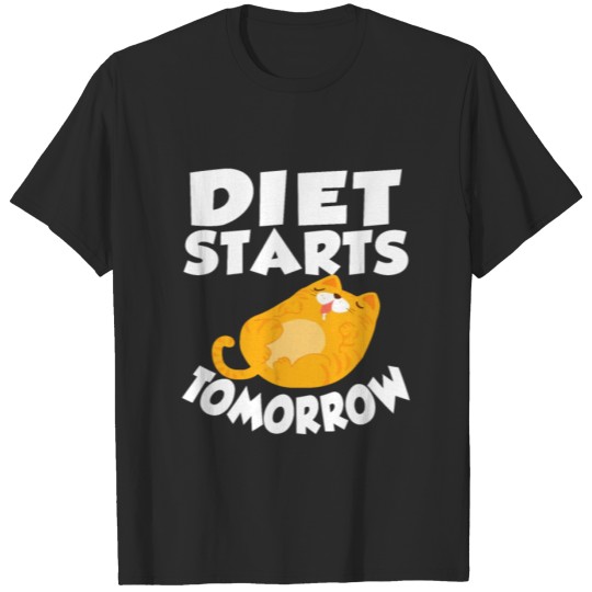 Discover Diet Starts Tomorrow Funny Lazy Cat Motivation T-shirt