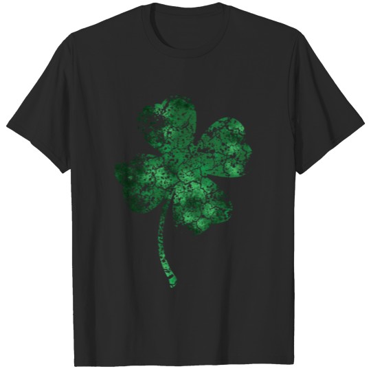 Discover St. Patrick's Distressed Green Four Leaf Clover T-shirt