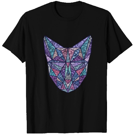 Cat Kitten Geometry Gift Miau Purple Blue T-shirt