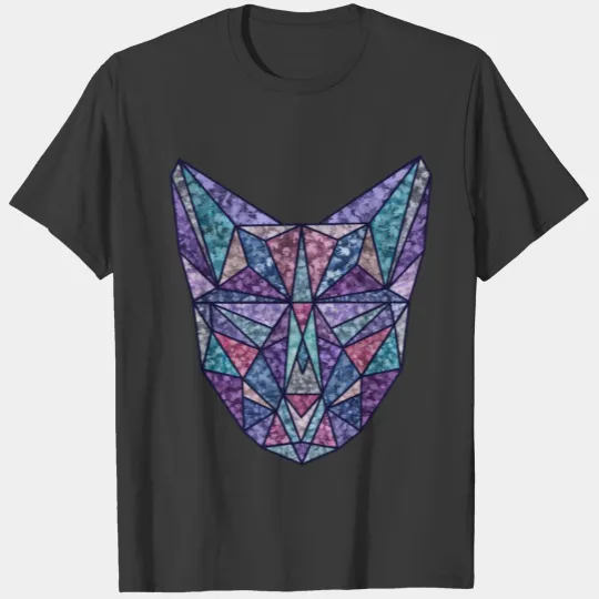 Cat Kitten Geometry Gift Miau Purple Blue T-shirt