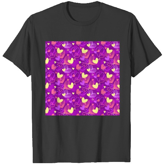 Neon Hearts Pink and Purple Pattern T-shirt