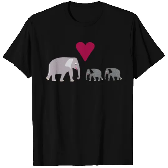 Cute elephant family with twins T-shirt