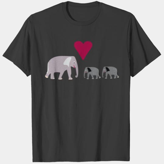 Cute elephant family with twins T-shirt