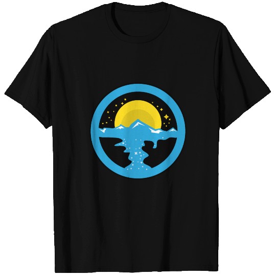 Yellow Full Moon with Blue Mountain T-shirt