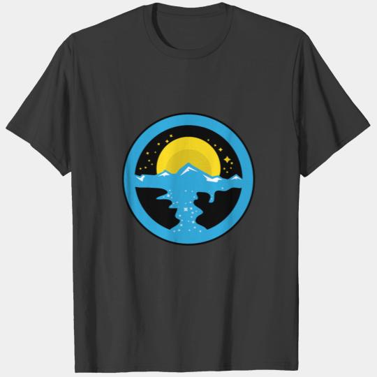Yellow Full Moon with Blue Mountain T-shirt