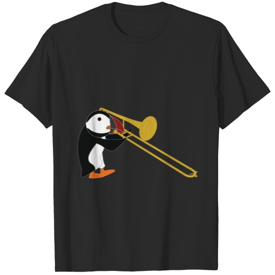 Puffin Bird Playing Trombone Musician Animal Gift T-shirt