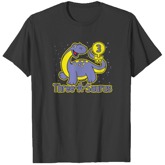 Kids 3rd Birthday Brontosaurus Dinosaur Three A T-shirt