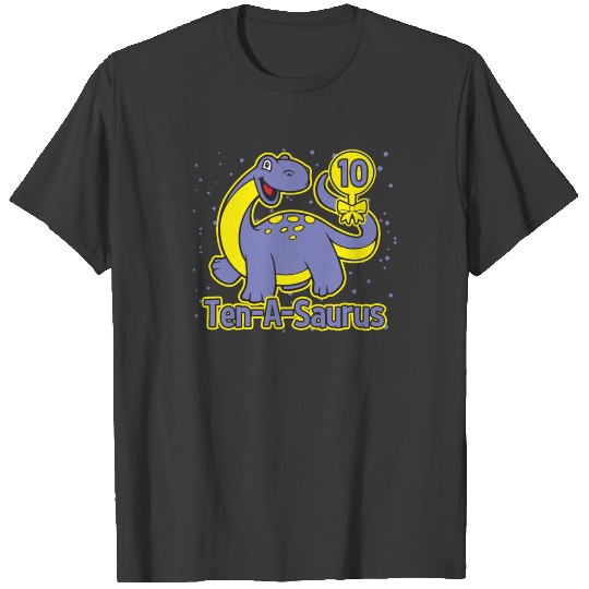 Kids 10th Birthday Brontosaurus Dinosaur Ten A T-shirt