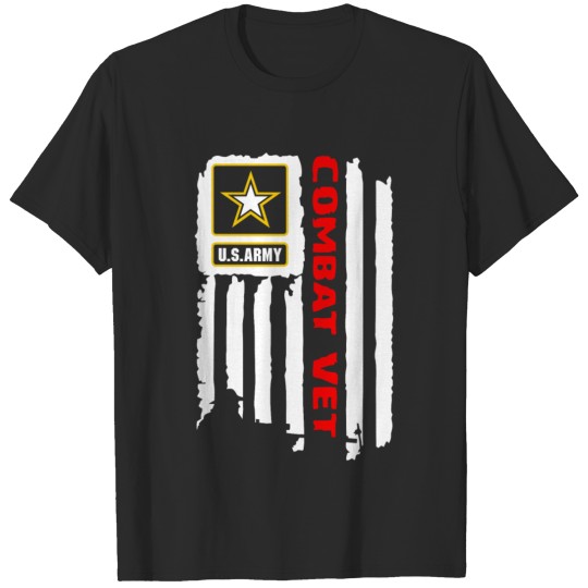 Discover Distressed Army Combat Veteran Flag T-shirt