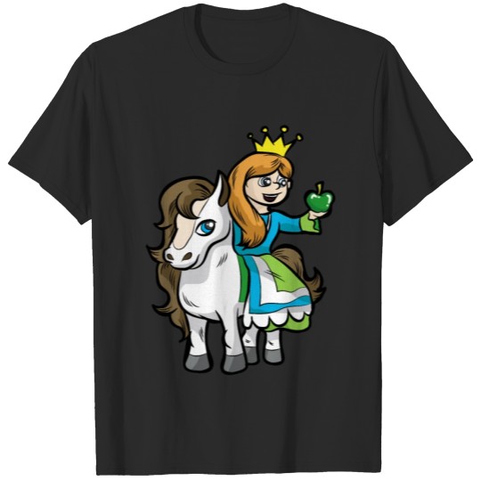 Discover PRINCESS WITH WHITE HORSE Pony Daughter Cartoon T-shirt