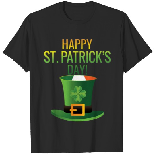 Discover Happy St Patricks Day Irish Flag Shamrock Top Hat T-shirt