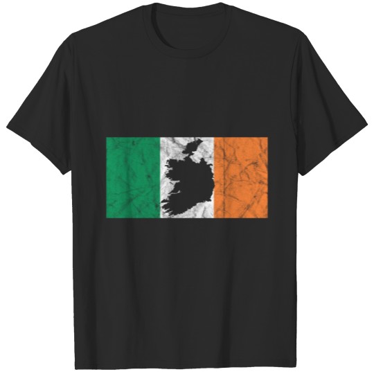 Discover Ireland Map Silhouette Irish Flag Travel Europe T-shirt