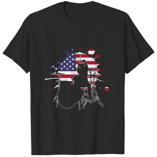 Drummer American Flag Drum Stick Player Music Gift T-shirt