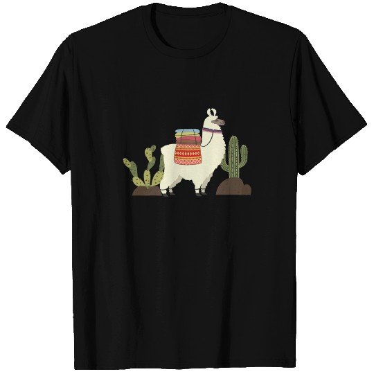 Aztec Pattern Llama With Cactus Llama Lover Gift & T-shirt