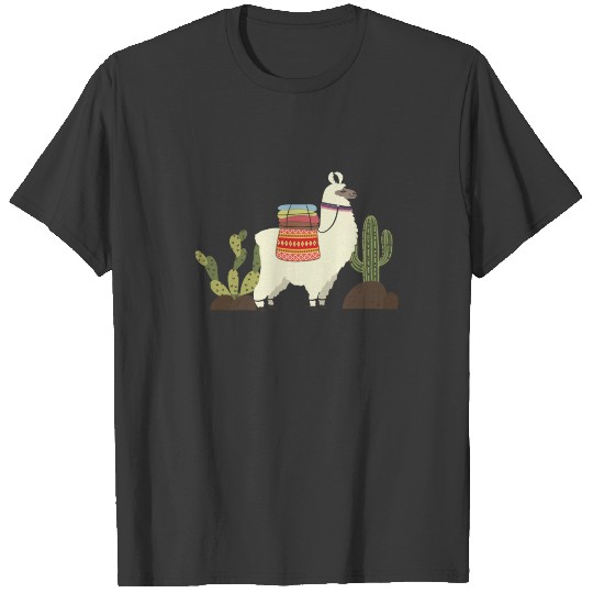 Aztec Pattern Llama With Cactus Llama Lover Gift & T-shirt