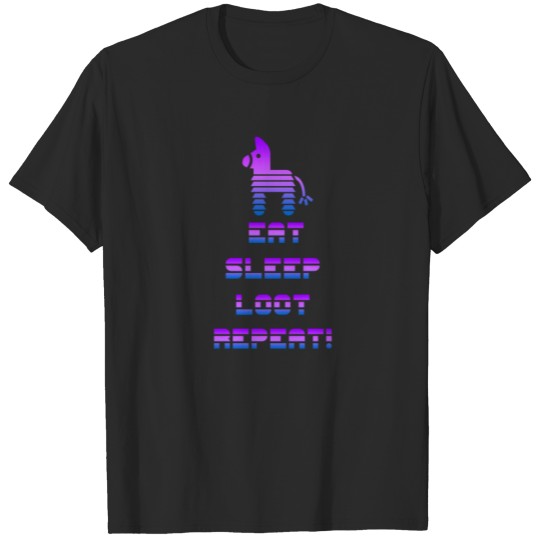 Eat Sleep Loot Repeat Funny Llama Alpaca Puppy T-shirt
