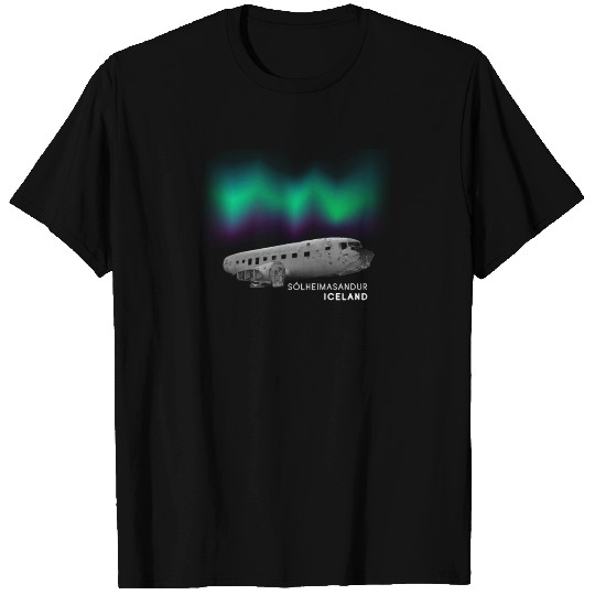 Iceland Airplane with Northern Lights T-shirt