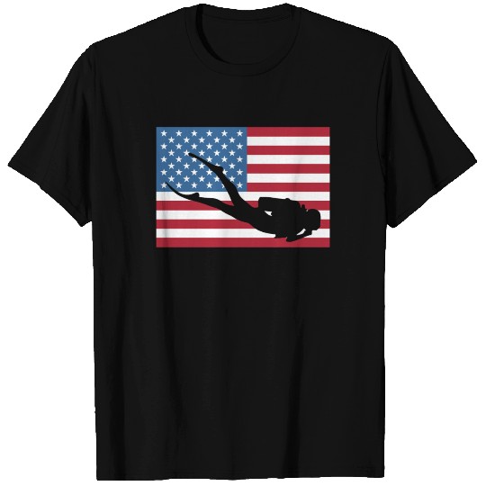 Scuba Diver US Flag T-Shirt Scuba Diving Tee T-shirt