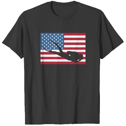Scuba Diver US Flag T-Shirt Scuba Diving Tee T-shirt