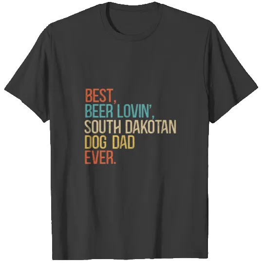 Retro South Dakota Beer Lover Dog Dad Gift T-shirt