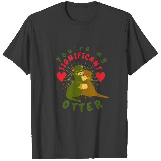 Romantic Otter Holding Hands Animal Drawing Otter T-shirt