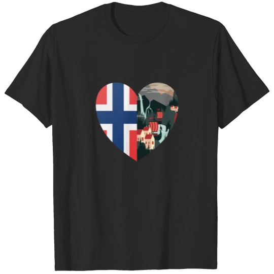 Discover Norway Heart Town Viking Gift Oslo Travel T-shirt