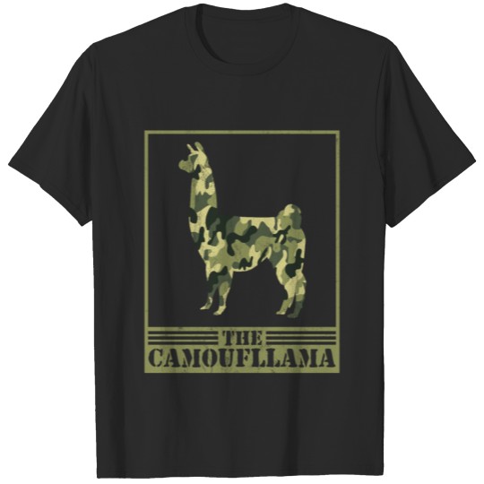 Discover Funny Camoufllama Pun Joke Camouflage Camo Llama T-shirt
