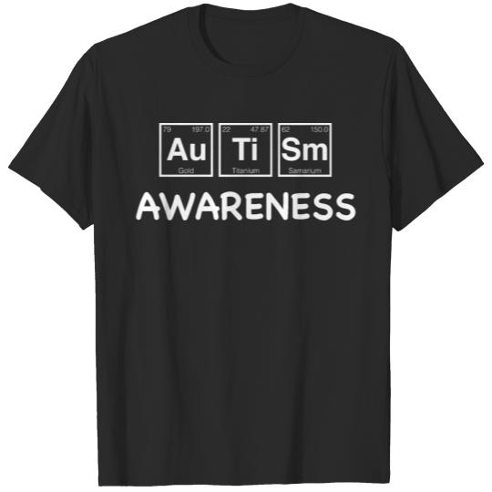 Discover Autism Awareness Dark Periodic Table Elements T-shirt