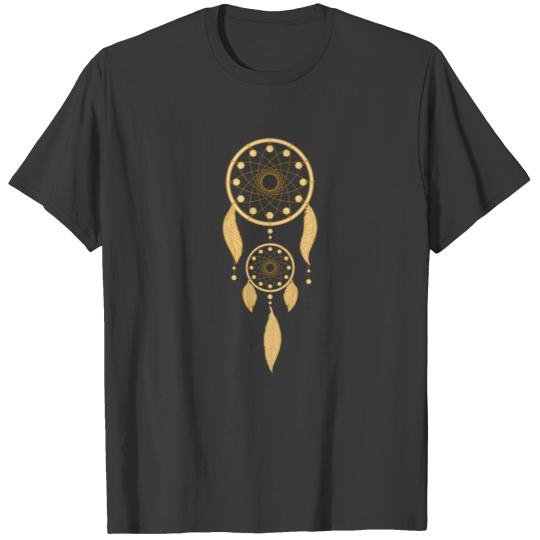 Dream Catcher Gold Feather Native American Indian T-shirt