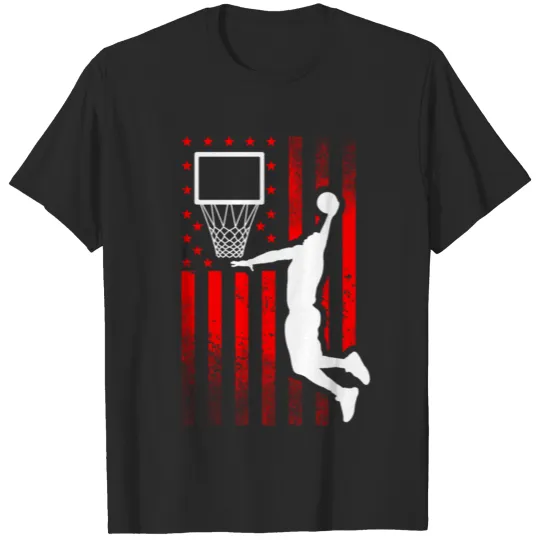 Discover Basketball American Flag Player Shooting Ball T-shirt