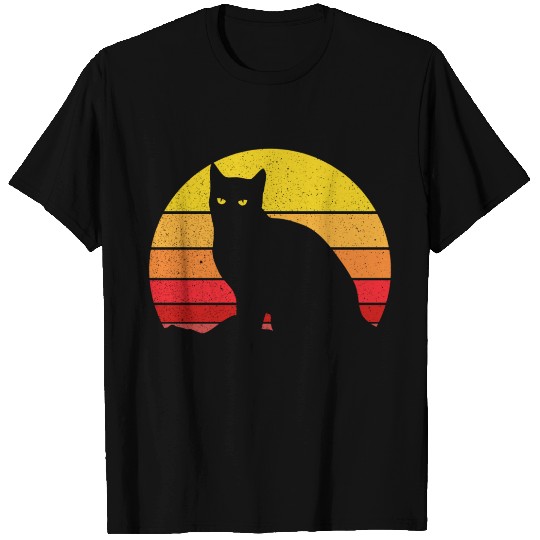 Cat Retro Vintage Sunset Style Cat Mom Dad T-shirt