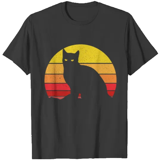 Cat Retro Vintage Sunset Style Cat Mom Dad T-shirt