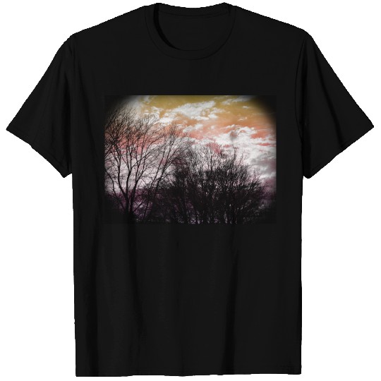 Trees against a peach and white sky T-shirt
