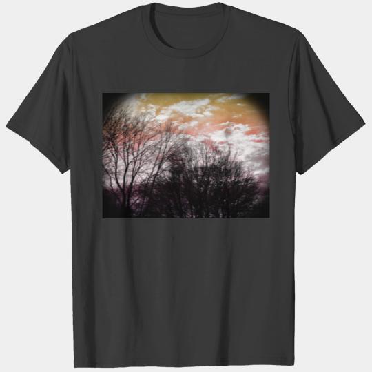 Trees against a peach and white sky T-shirt
