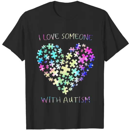Discover i love someone with autism love heart autism boyfr T-shirt