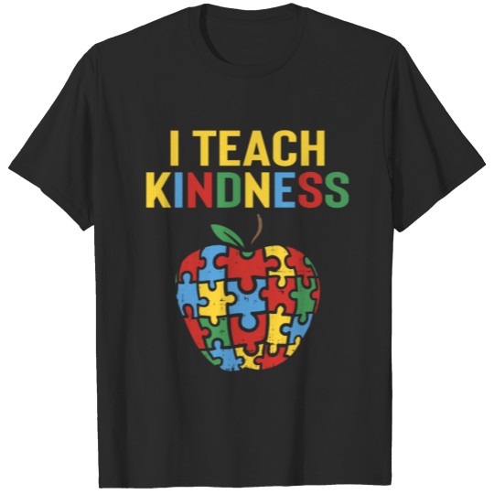 Discover Autism Teacher Shirt I Teach Kindness Apple Puzzle T-shirt