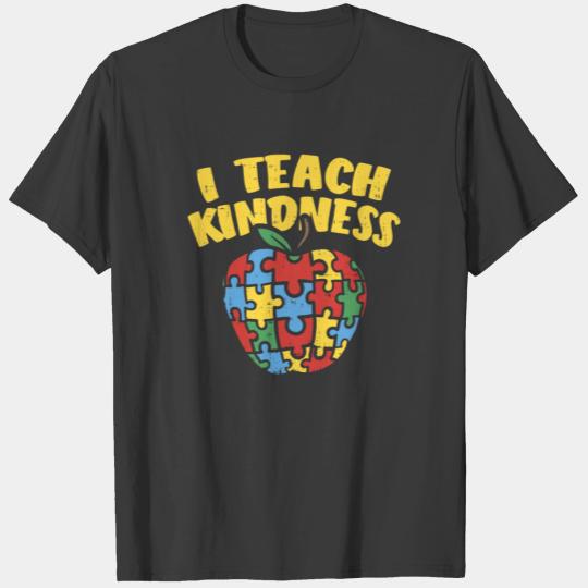 Autism Teacher Shirt I Teach Kindness Apple Puzzle T-shirt
