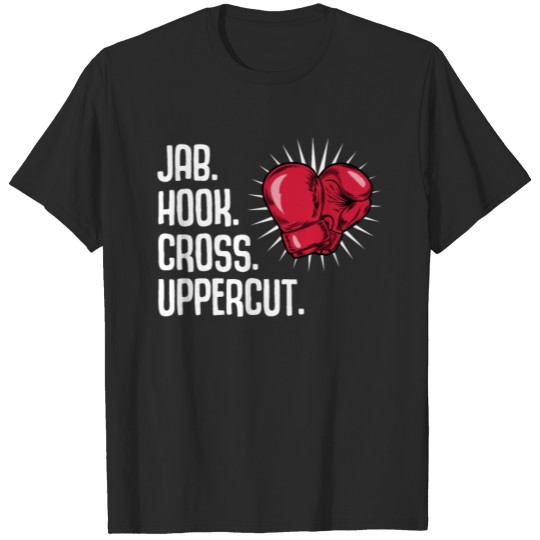 Discover Funny Kickboxing Jab Hook Cross Uppercut Gloves T-shirt