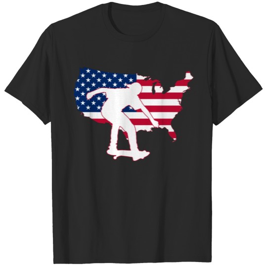 Discover American Skateboarding Product US Flag Gift For T-shirt